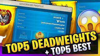 Top5 DEADWEIGHTS  & Top5 BEST PERFORMING in Rise of Kingdoms