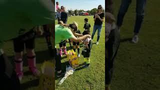 Joshie get  his soccer metal, fall soccer clovis kickers. Team Hunter green 10-7-2017