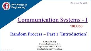 Communication Systems - 1 [Random Processes: Introduction]