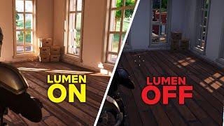 Fortnite Unreal Engine 5.1 Raytracing On vs Off vs Lumen and Nanite Off Visual Comparison on 6800 XT