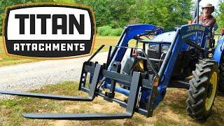 Titan Attachments Pallet Fork Attachment With 48" Blades | Quick Tach System | Setup & Review