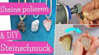 Steine polieren | Stein Anhänger für Kette | DIY Steinschmuck | Wire wrapping Tutorial | mommymade