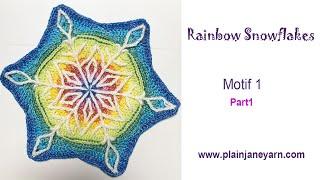 Rainbow Snowflake  Blanket Motif 1 part 1