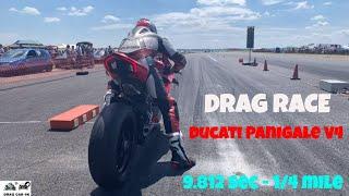 Ducati Panigale V4 vs Yamaha R6 superbike drag race  1/4 mile  - 4K UHD