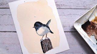 Easy watercolor bird painting tutorial for beginners .