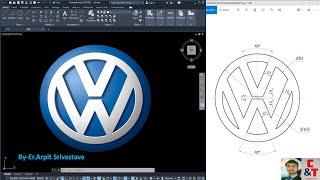 Volkswagen Logo in AutoCAD ll AutoCAD Practice Drawing ll Cad&tech.