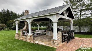 Outdoor Kitchen Pavilion with Pizza Oven Built in Dix Hills NY