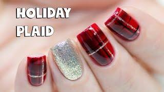 EASY PLAID NAIL ART TUTORIAL - Hand Painted with Gel