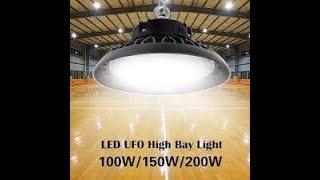 Review 100W 150W 200W UFO LED High Bay Light Super Bright Mining Lamp AC230V 220V 110V Market Wareho