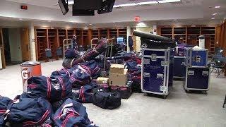 Rangers Locker Prepped at Yankee Stadium