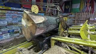 sawing a square oak log # 637