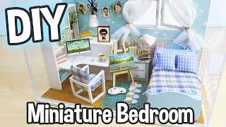 DIY Miniature Dollhouse Kit Cute Bedroom Roombox with Working Lights! / Relaxing Crafts