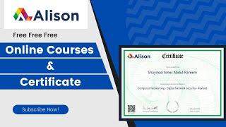 Alison Free Online Courses with Free Digital  Certificates | Free Diploma Certification