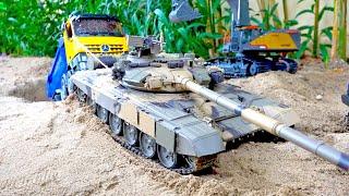 Tank Toy with RC Excavator Truck Rescue and Adventure!