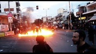 Athens: Riot follows a large scale police attack on a 10.000 antifa demo for Pavlos Fyssas