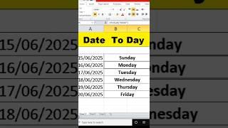 Convert Date to Day in excel | Excel shorts Trick|#Excel #ExcelTrick #ExcelTips #ExcelShorts #shorts