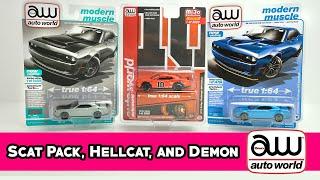 UNBOXING: Auto World Dodge Challenger Scat Pack, SRT Demon, and Mijo Exclusive SRT Hellcat Patriot