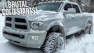 BRUTAL DIESEL TRUCK COLD STARTS!  MUST WATCH!