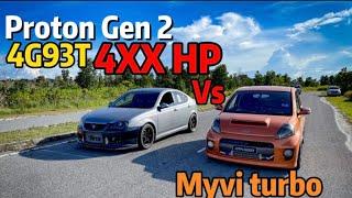 Proton Gen 2 4G93T with 4XXhp Vs Myvi turbo(Episode.37)