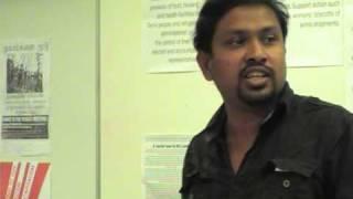 Socialist Party video of Senan #1 speaking at a Tamil Solidarity meeting