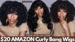 Under $20 AMAZON Curly Bang Wigs, I found Some Good Ones Ya'll