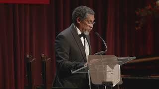 Percival Everett accepts the 2024 National Book Award for Fiction for James