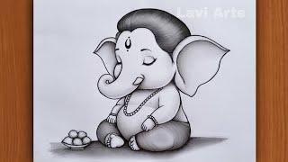 How to Draw Ganapti Ganesh - Pencil Chitra | Ganesh Chaturthi Special drawing | Vinayaka Drawing