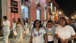 Oaxaca Mexico downtown walkaround at night on streets. Aug 2023