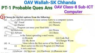 Periodic Test-1 (PT-1)/PWT-1 Jul-2024 Probable Question Answer OAV Class-8 Sub-ICT Computer (Part.3)