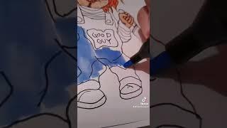 Drawing Chucky Halloween Doll from Childs Play Horror Movies #shorts