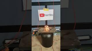 Burning Steel Wool with a High Voltage Arc at 2.5KV 3.5A #shorts #highvoltage #shortcircuit #plasma