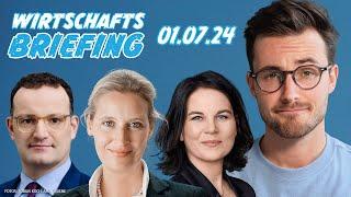 Maskenskandal, AfD-Spitze, Notlage | WIRTSCHAFTSBRIEFING | 01. Juli 2024 mit Maurice Höfgen