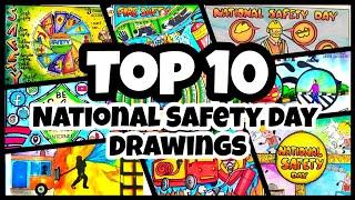 National Safety Day Drawing easy,4th March| Safety Day Poster Drawing| Safety First drawing