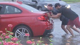 Residents in southwest Houston get cars flooded after Saturday's street floods