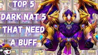 Top 5 Dark Nat 5 That Need A Buff | Summoners War