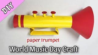 How to make Paper Trumpet / World Music Day Craft Ideas || Music Day School Project || DIY