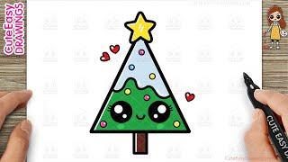 How to Draw a Cute Christmas Tree - Easy Step-by-Step for Kids!