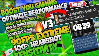 Fix lag Free Fire 90Fps Extreme Sensitivity Performance Ipad view V3 Config File No Expired