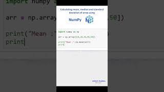 Calculating mean, median and standard deviation of array using Numpy