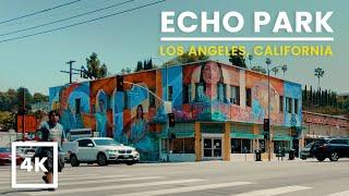 Echo Park Walking Tour on Sunset Boulevard Shopping Strip | 4K