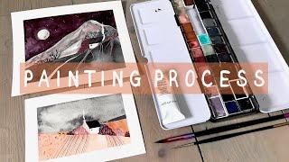 PAINTING PROCESS  Painting landscapes in my style with handmade watercolours