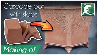 Making of a cascade bonsai pot with slabs | Stoneware pottery without wheel tutorial