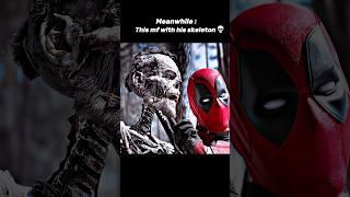 Deadpool talking to Wolverine skeleton in Deadpool 3