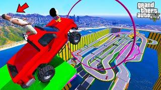 FRANKLIN TRIED IMPOSSIBLE RING JUMP ULTRA MEGA RAMP PARKOUR CHALLENGE IN GTA 5 | SHINCHAN and CHOP
