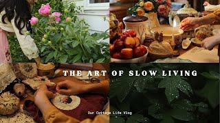 The Art Of Slow Living🪡| Making Peach Cobbler and embroidering 