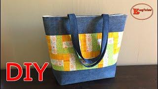 DIY COLOR BLOCK TOTE BAG SEWING TUTORIAL | PATCHWORK TOTE BAG TUTORIAL