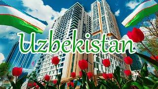 Modern Tashkent City, walking tour of Skyscrapers and flowers, Uzbekistan at spring 4k