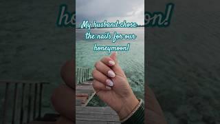 My husband chose the nails I did for our honeymoon beach vacation ️ Guess the location in comments🩵