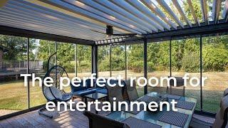 Glass Room Extension with Louvered Roof in East Hanover, NJ