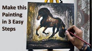 Easy Abstract Painting, Running Horse with Acrylics, step by step Tutorial for beginners, time lapse